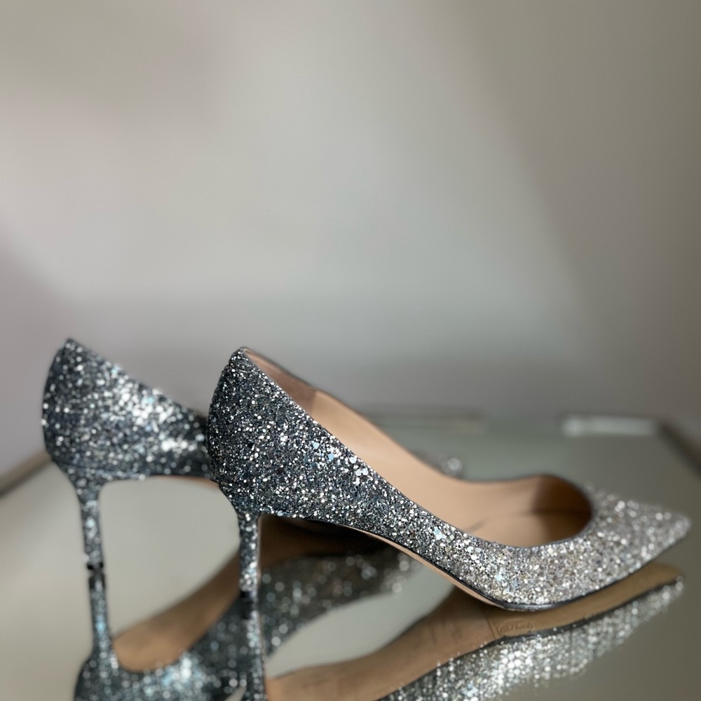 EUC JIMMY CHOO Romy 60 silver blue glitter pumps 36 $750 - Picture 5 of 13